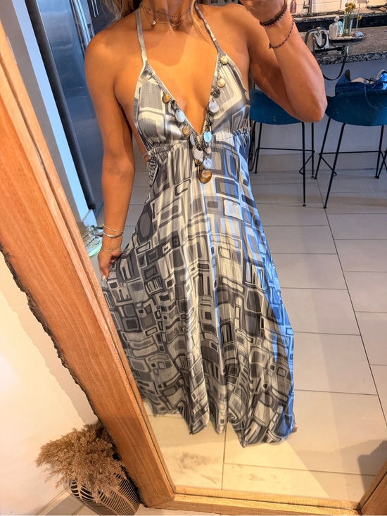 Emilio Pucci Dresses & Skirts - Vintage 90s Emilio Pucci Grey Geometric Halter Maxi Dress